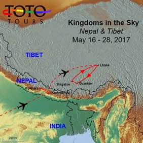 Nepal & Tibet Gay Tour Map