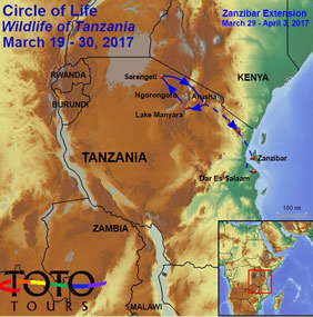 Tanzania Gay Safari Tour Map